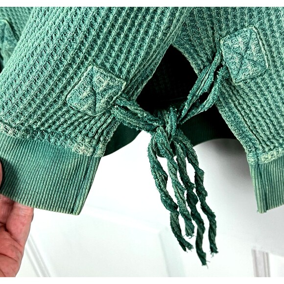 Saturday Sunday Aliana Waffle Knit Top Anthropologie Shirt Green Boho Sz XSP - Picture 5 of 9